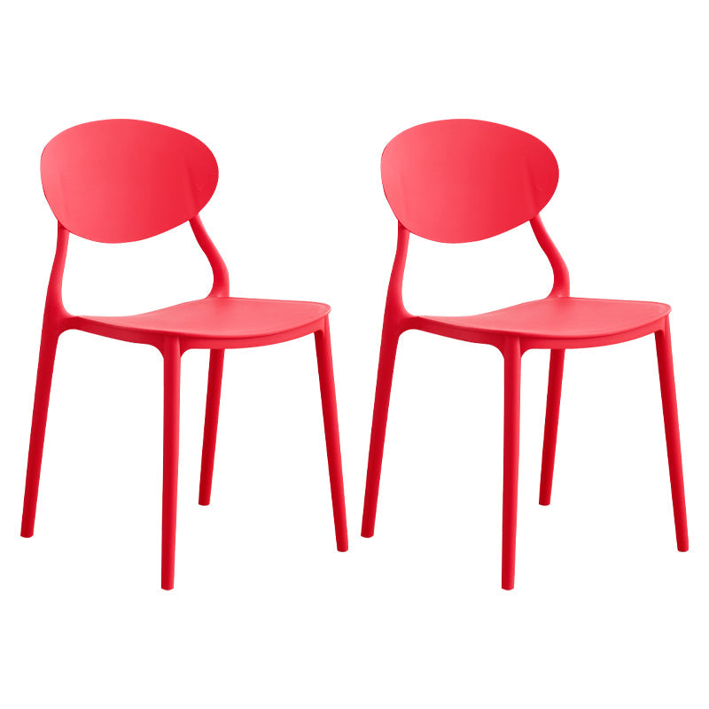 Modern Plastic Dining Room Chairs Armless Open Back Dining Side Chair for Restaurant Red 2 Piece Set Clearhalo ' kitchen&dining_furn' 'Dining Chairs' 'Dining Tables & Seating' 'dining_chair' 'furn' 'furn_dining_chair' 'Furniture' 'furniture_dining_chair' 'Kitchen & Dining Furniture' 'kitchen' 3956883