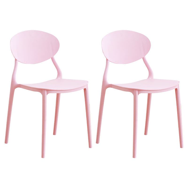 Modern Plastic Dining Room Chairs Armless Open Back Dining Side Chair for Restaurant Pink 2 Piece Set Clearhalo ' kitchen&dining_furn' 'Dining Chairs' 'Dining Tables & Seating' 'dining_chair' 'furn' 'furn_dining_chair' 'Furniture' 'furniture_dining_chair' 'Kitchen & Dining Furniture' 'kitchen' 3956887