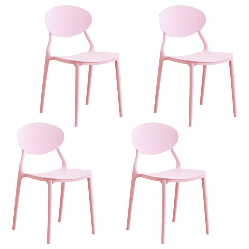 Modern Plastic Dining Room Chairs Armless Open Back Dining Side Chair for Restaurant Pink 4 Piece Set Clearhalo ' kitchen&dining_furn' 'Dining Chairs' 'Dining Tables & Seating' 'dining_chair' 'furn' 'furn_dining_chair' 'Furniture' 'furniture_dining_chair' 'Kitchen & Dining Furniture' 'kitchen' 3956888