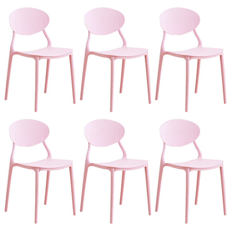 Modern Plastic Dining Room Chairs Armless Open Back Dining Side Chair for Restaurant Pink 6 Piece Set Clearhalo ' kitchen&dining_furn' 'Dining Chairs' 'Dining Tables & Seating' 'dining_chair' 'furn' 'furn_dining_chair' 'Furniture' 'furniture_dining_chair' 'Kitchen & Dining Furniture' 'kitchen' 3956889