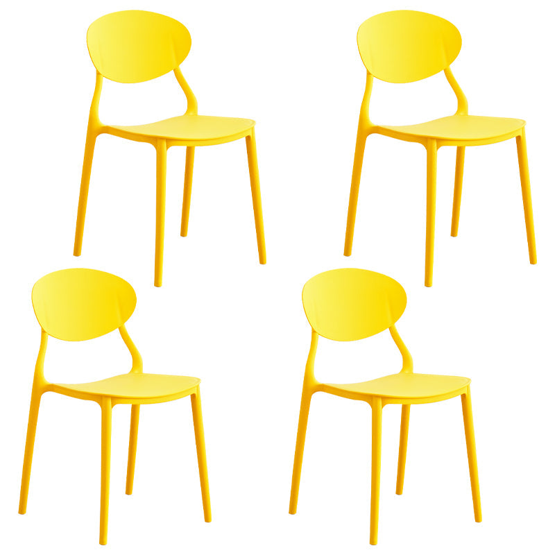 Modern Plastic Dining Room Chairs Armless Open Back Dining Side Chair for Restaurant Yellow 4 Piece Set Clearhalo ' kitchen&dining_furn' 'Dining Chairs' 'Dining Tables & Seating' 'dining_chair' 'furn' 'furn_dining_chair' 'Furniture' 'furniture_dining_chair' 'Kitchen & Dining Furniture' 'kitchen' 3956891