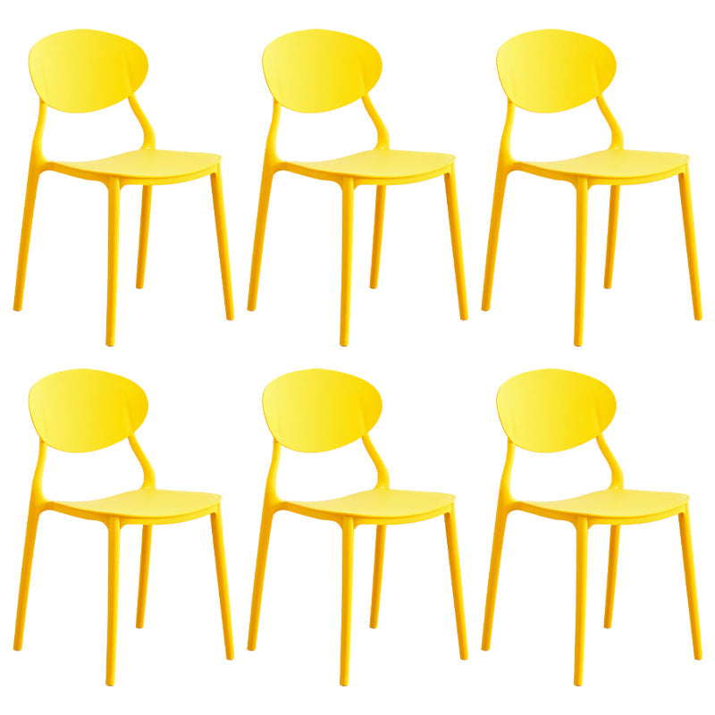 Modern Plastic Dining Room Chairs Armless Open Back Dining Side Chair for Restaurant Yellow 6 Piece Set Clearhalo ' kitchen&dining_furn' 'Dining Chairs' 'Dining Tables & Seating' 'dining_chair' 'furn' 'furn_dining_chair' 'Furniture' 'furniture_dining_chair' 'Kitchen & Dining Furniture' 'kitchen' 3956892