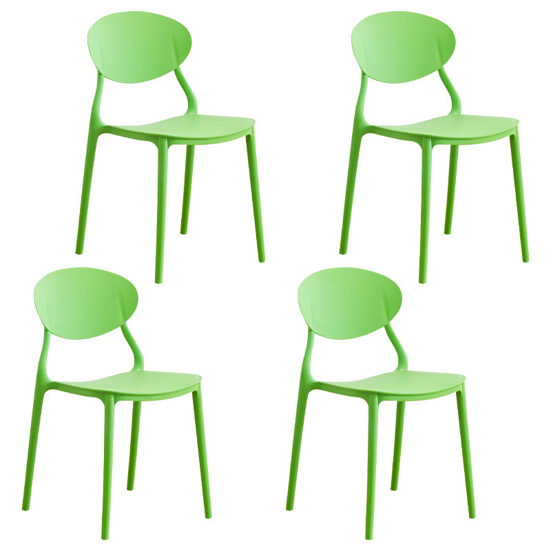 Modern Plastic Dining Room Chairs Armless Open Back Dining Side Chair for Restaurant Green 4 Piece Set Clearhalo ' kitchen&dining_furn' 'Dining Chairs' 'Dining Tables & Seating' 'dining_chair' 'furn' 'furn_dining_chair' 'Furniture' 'furniture_dining_chair' 'Kitchen & Dining Furniture' 'kitchen' 3956894