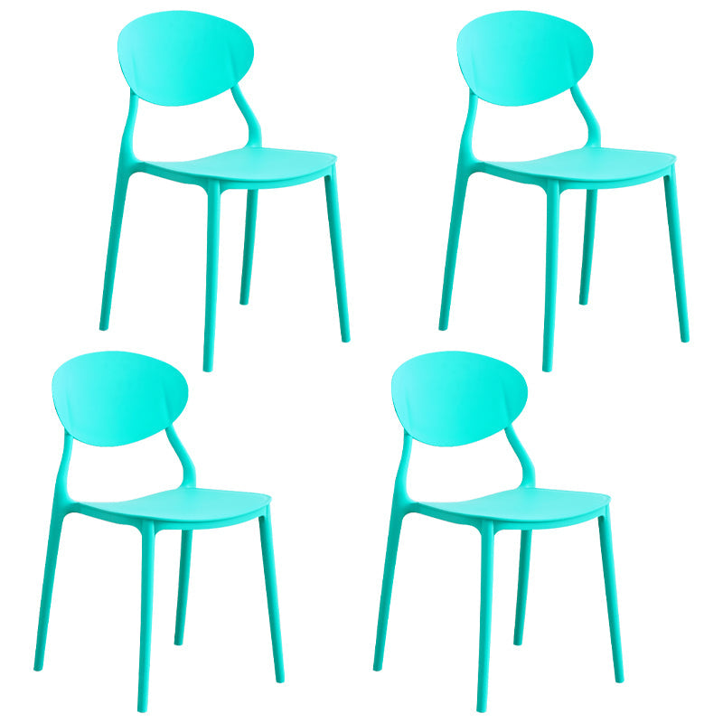 Modern Plastic Dining Room Chairs Armless Open Back Dining Side Chair for Restaurant Lake Blue 4 Piece Set Clearhalo ' kitchen&dining_furn' 'Dining Chairs' 'Dining Tables & Seating' 'dining_chair' 'furn' 'furn_dining_chair' 'Furniture' 'furniture_dining_chair' 'Kitchen & Dining Furniture' 'kitchen' 3956897