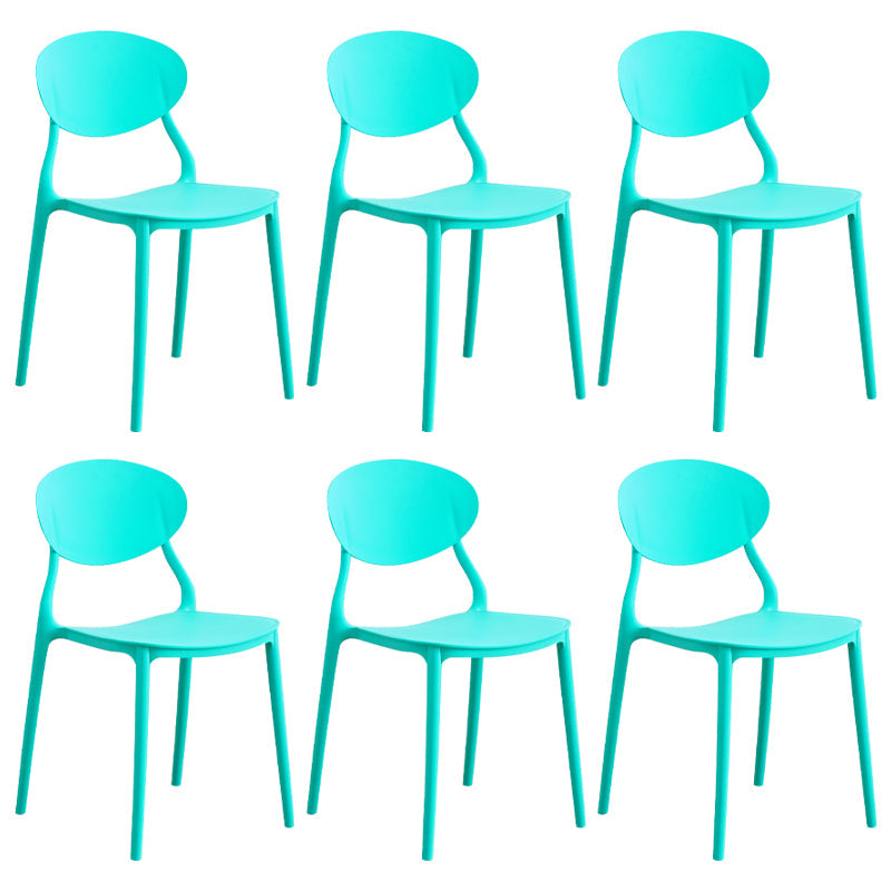 Modern Plastic Dining Room Chairs Armless Open Back Dining Side Chair for Restaurant Lake Blue 6 Piece Set Clearhalo ' kitchen&dining_furn' 'Dining Chairs' 'Dining Tables & Seating' 'dining_chair' 'furn' 'furn_dining_chair' 'Furniture' 'furniture_dining_chair' 'Kitchen & Dining Furniture' 'kitchen' 3956898