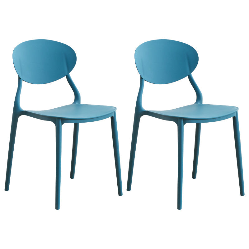 Modern Plastic Dining Room Chairs Armless Open Back Dining Side Chair for Restaurant Dark Blue 2 Piece Set Clearhalo ' kitchen&dining_furn' 'Dining Chairs' 'Dining Tables & Seating' 'dining_chair' 'furn' 'furn_dining_chair' 'Furniture' 'furniture_dining_chair' 'Kitchen & Dining Furniture' 'kitchen' 3956899