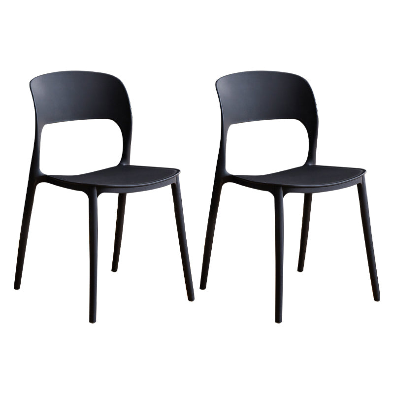 Contemporary Plastic Dining Room Chairs Armless Open Back Dining Side Chair for Room Use Black 2 Piece Set Clearhalo ' kitchen&dining_furn' 'Dining Chairs' 'Dining Tables & Seating' 'dining_chair' 'furn' 'furn_dining_chair' 'Furniture' 'furniture_dining_chair' 'Kitchen & Dining Furniture' 'kitchen' 3956904