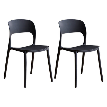 Contemporary Plastic Dining Room Chairs Armless Open Back Dining Side Chair for Room Use Black 2 Piece Set Clearhalo ' kitchen&dining_furn' 'Dining Chairs' 'Dining Tables & Seating' 'dining_chair' 'furn' 'furn_dining_chair' 'Furniture' 'furniture_dining_chair' 'Kitchen & Dining Furniture' 'kitchen' 3956904