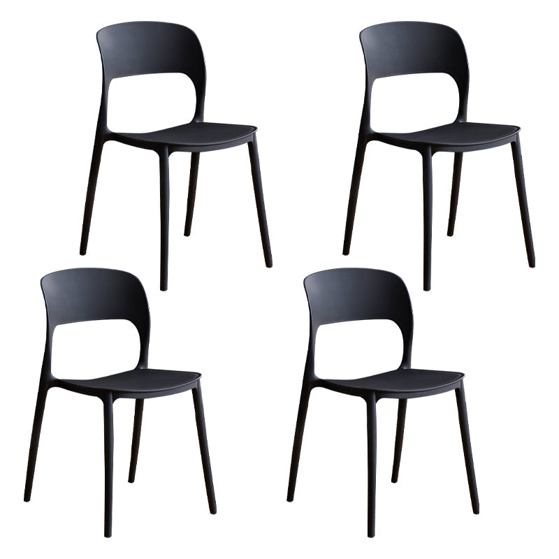 Contemporary Plastic Dining Room Chairs Armless Open Back Dining Side Chair for Room Use Black 4 Piece Set Clearhalo ' kitchen&dining_furn' 'Dining Chairs' 'Dining Tables & Seating' 'dining_chair' 'furn' 'furn_dining_chair' 'Furniture' 'furniture_dining_chair' 'Kitchen & Dining Furniture' 'kitchen' 3956906