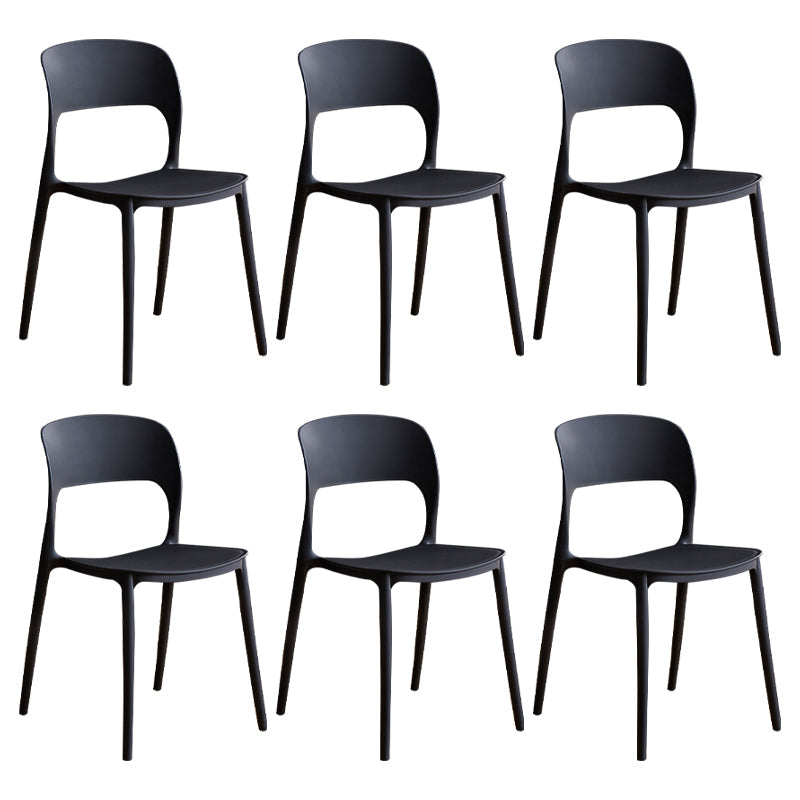Contemporary Plastic Dining Room Chairs Armless Open Back Dining Side Chair for Room Use Black 6 Piece Set Clearhalo ' kitchen&dining_furn' 'Dining Chairs' 'Dining Tables & Seating' 'dining_chair' 'furn' 'furn_dining_chair' 'Furniture' 'furniture_dining_chair' 'Kitchen & Dining Furniture' 'kitchen' 3956907