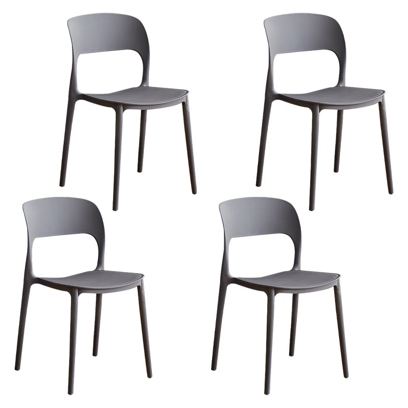 Contemporary Plastic Dining Room Chairs Armless Open Back Dining Side Chair for Room Use Dark Gray 4 Piece Set Clearhalo ' kitchen&dining_furn' 'Dining Chairs' 'Dining Tables & Seating' 'dining_chair' 'furn' 'furn_dining_chair' 'Furniture' 'furniture_dining_chair' 'Kitchen & Dining Furniture' 'kitchen' 3956912