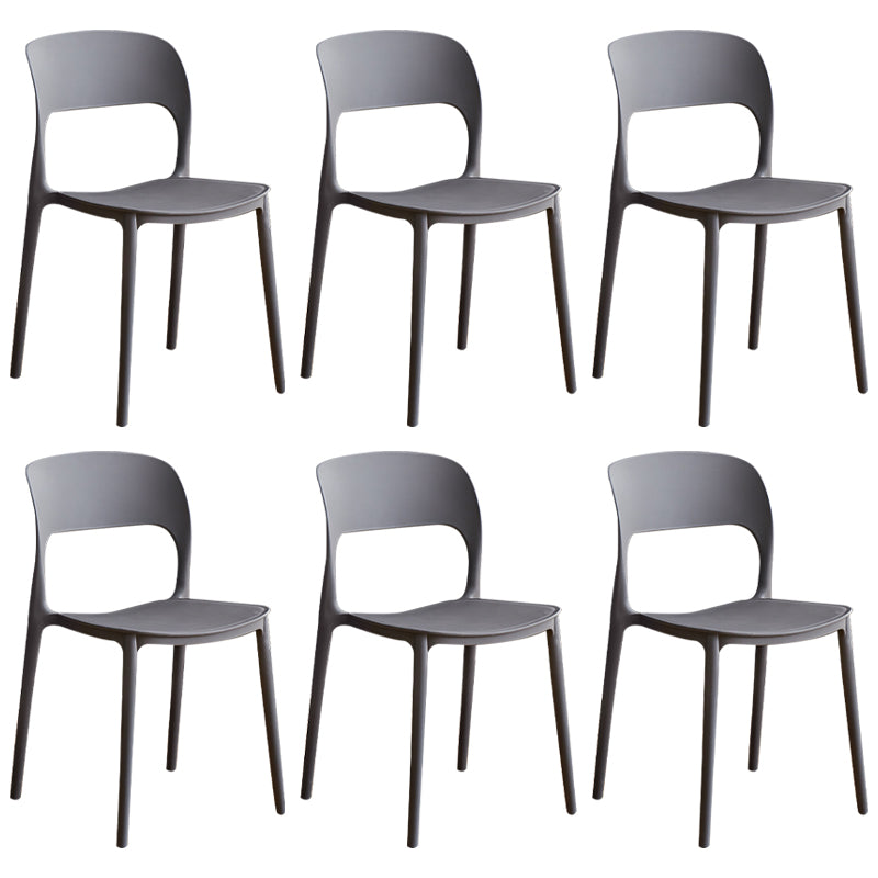 Contemporary Plastic Dining Room Chairs Armless Open Back Dining Side Chair for Room Use Dark Gray 6 Piece Set Clearhalo ' kitchen&dining_furn' 'Dining Chairs' 'Dining Tables & Seating' 'dining_chair' 'furn' 'furn_dining_chair' 'Furniture' 'furniture_dining_chair' 'Kitchen & Dining Furniture' 'kitchen' 3956914
