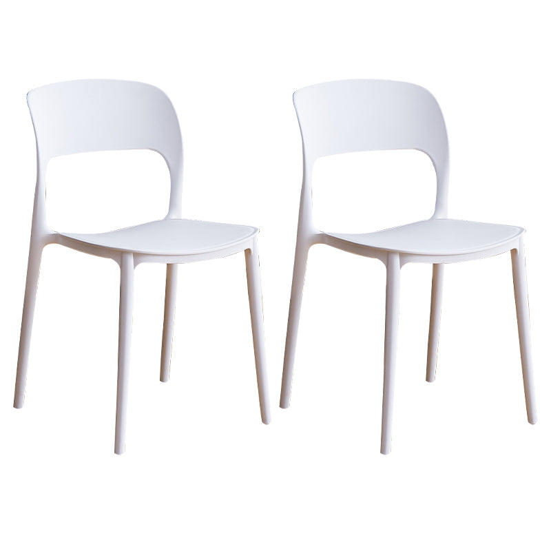 Contemporary Plastic Dining Room Chairs Armless Open Back Dining Side Chair for Room Use White 2 Piece Set Clearhalo ' kitchen&dining_furn' 'Dining Chairs' 'Dining Tables & Seating' 'dining_chair' 'furn' 'furn_dining_chair' 'Furniture' 'furniture_dining_chair' 'Kitchen & Dining Furniture' 'kitchen' 3956915
