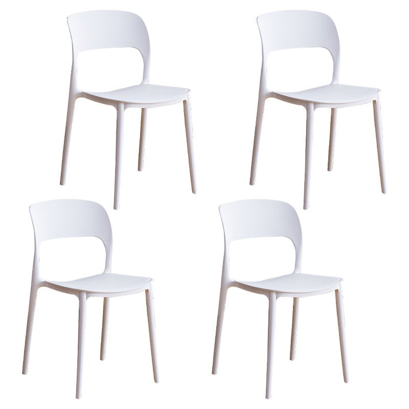 Contemporary Plastic Dining Room Chairs Armless Open Back Dining Side Chair for Room Use White 4 Piece Set Clearhalo ' kitchen&dining_furn' 'Dining Chairs' 'Dining Tables & Seating' 'dining_chair' 'furn' 'furn_dining_chair' 'Furniture' 'furniture_dining_chair' 'Kitchen & Dining Furniture' 'kitchen' 3956917