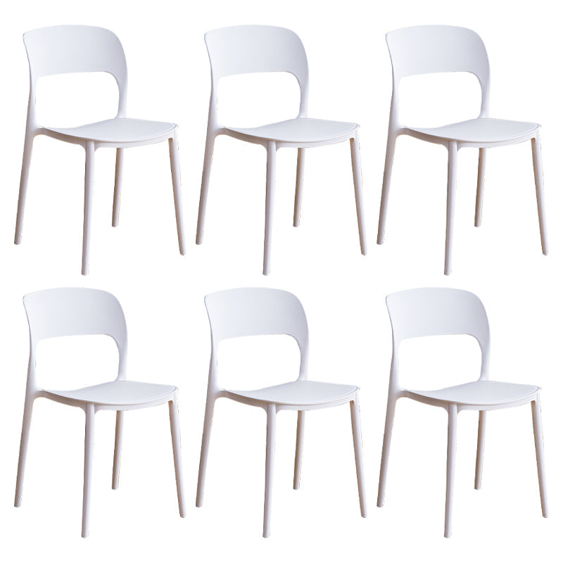 Contemporary Plastic Dining Room Chairs Armless Open Back Dining Side Chair for Room Use White 6 Piece Set Clearhalo ' kitchen&dining_furn' 'Dining Chairs' 'Dining Tables & Seating' 'dining_chair' 'furn' 'furn_dining_chair' 'Furniture' 'furniture_dining_chair' 'Kitchen & Dining Furniture' 'kitchen' 3956920