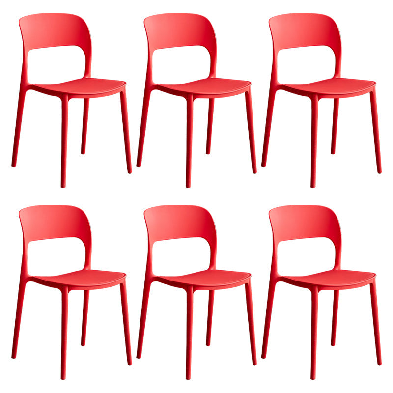 Contemporary Plastic Dining Room Chairs Armless Open Back Dining Side Chair for Room Use Red 6 Piece Set Clearhalo ' kitchen&dining_furn' 'Dining Chairs' 'Dining Tables & Seating' 'dining_chair' 'furn' 'furn_dining_chair' 'Furniture' 'furniture_dining_chair' 'Kitchen & Dining Furniture' 'kitchen' 3956925