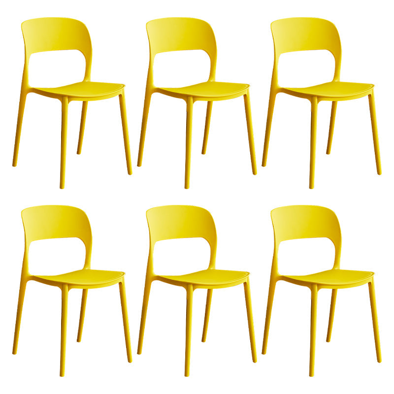 Contemporary Plastic Dining Room Chairs Armless Open Back Dining Side Chair for Room Use Yellow 6 Piece Set Clearhalo ' kitchen&dining_furn' 'Dining Chairs' 'Dining Tables & Seating' 'dining_chair' 'furn' 'furn_dining_chair' 'Furniture' 'furniture_dining_chair' 'Kitchen & Dining Furniture' 'kitchen' 3956928