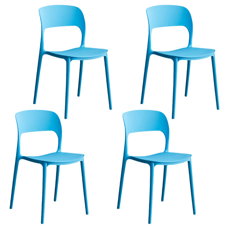 Contemporary Plastic Dining Room Chairs Armless Open Back Dining Side Chair for Room Use Light Blue 4 Piece Set Clearhalo ' kitchen&dining_furn' 'Dining Chairs' 'Dining Tables & Seating' 'dining_chair' 'furn' 'furn_dining_chair' 'Furniture' 'furniture_dining_chair' 'Kitchen & Dining Furniture' 'kitchen' 3956930