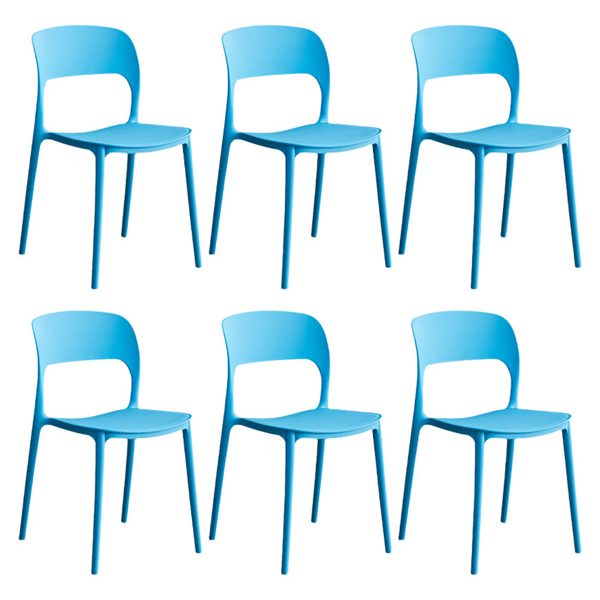 Contemporary Plastic Dining Room Chairs Armless Open Back Dining Side Chair for Room Use Light Blue 6 Piece Set Clearhalo ' kitchen&dining_furn' 'Dining Chairs' 'Dining Tables & Seating' 'dining_chair' 'furn' 'furn_dining_chair' 'Furniture' 'furniture_dining_chair' 'Kitchen & Dining Furniture' 'kitchen' 3956931