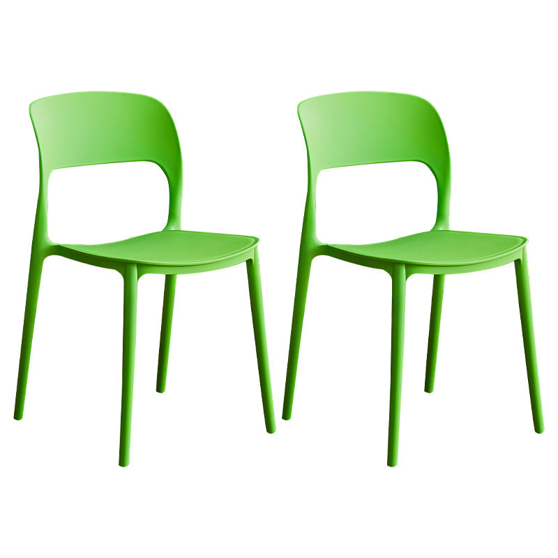 Contemporary Plastic Dining Room Chairs Armless Open Back Dining Side Chair for Room Use Green 2 Piece Set Clearhalo ' kitchen&dining_furn' 'Dining Chairs' 'Dining Tables & Seating' 'dining_chair' 'furn' 'furn_dining_chair' 'Furniture' 'furniture_dining_chair' 'Kitchen & Dining Furniture' 'kitchen' 3956932