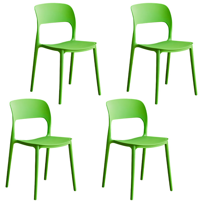 Contemporary Plastic Dining Room Chairs Armless Open Back Dining Side Chair for Room Use Green 4 Piece Set Clearhalo ' kitchen&dining_furn' 'Dining Chairs' 'Dining Tables & Seating' 'dining_chair' 'furn' 'furn_dining_chair' 'Furniture' 'furniture_dining_chair' 'Kitchen & Dining Furniture' 'kitchen' 3956933