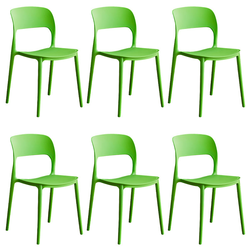 Contemporary Plastic Dining Room Chairs Armless Open Back Dining Side Chair for Room Use Green 6 Piece Set Clearhalo ' kitchen&dining_furn' 'Dining Chairs' 'Dining Tables & Seating' 'dining_chair' 'furn' 'furn_dining_chair' 'Furniture' 'furniture_dining_chair' 'Kitchen & Dining Furniture' 'kitchen' 3956934