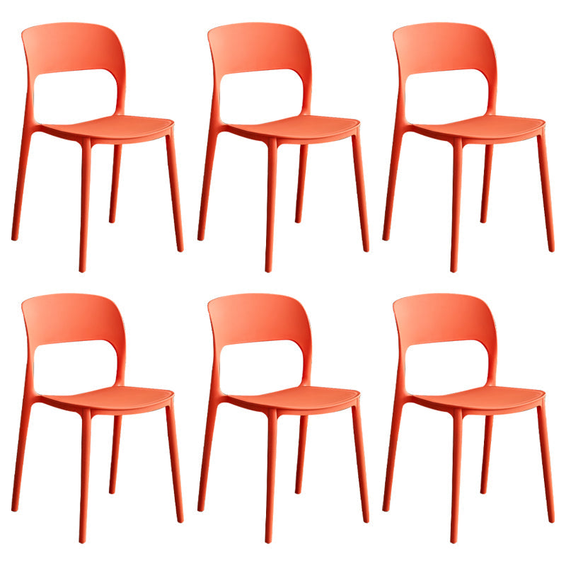 Contemporary Plastic Dining Room Chairs Armless Open Back Dining Side Chair for Room Use Orange 6 Piece Set Clearhalo ' kitchen&dining_furn' 'Dining Chairs' 'Dining Tables & Seating' 'dining_chair' 'furn' 'furn_dining_chair' 'Furniture' 'furniture_dining_chair' 'Kitchen & Dining Furniture' 'kitchen' 3956937