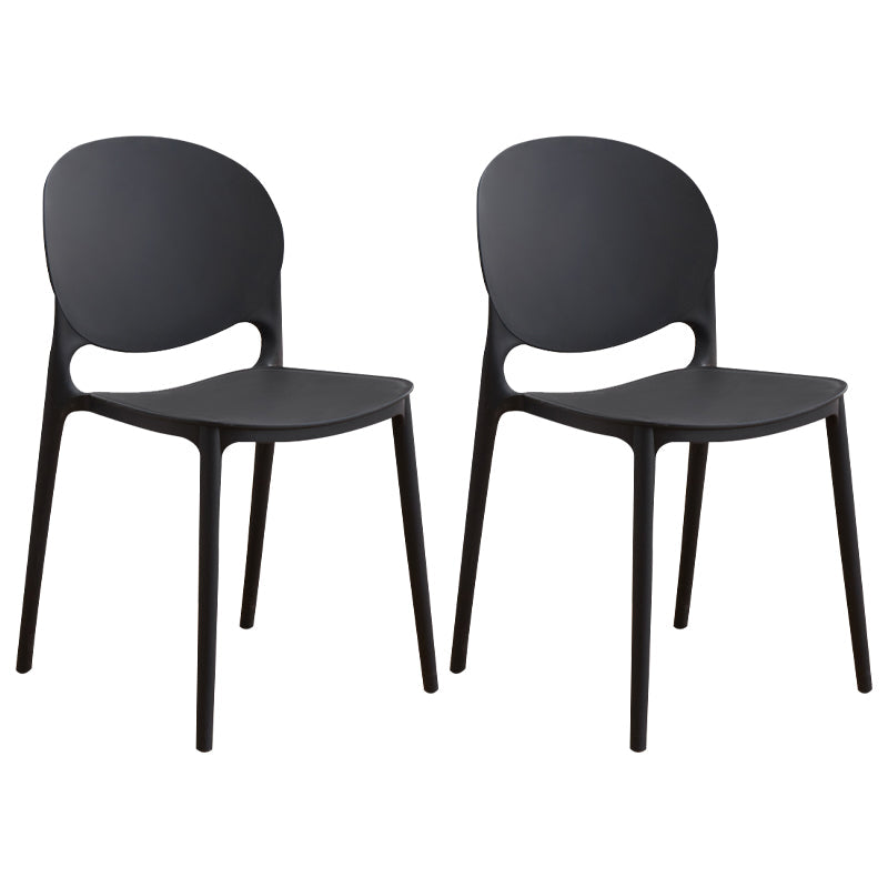 Modern Plastic Dining Room Chairs Open Back Dining Side Armless Chair for Restaurant Black 2 Piece Set Clearhalo ' kitchen&dining_furn' 'Dining Chairs' 'Dining Tables & Seating' 'dining_chair' 'furn' 'furn_dining_chair' 'Furniture' 'furniture_dining_chair' 'Kitchen & Dining Furniture' 'kitchen' 3956940