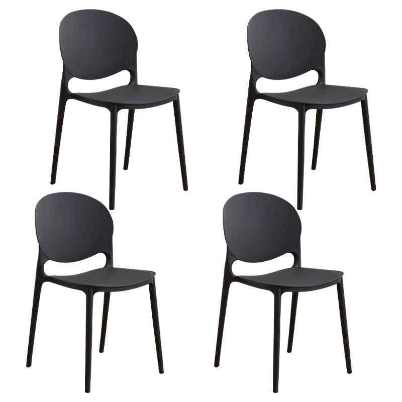 Modern Plastic Dining Room Chairs Open Back Dining Side Armless Chair for Restaurant Black 4 Piece Set Clearhalo ' kitchen&dining_furn' 'Dining Chairs' 'Dining Tables & Seating' 'dining_chair' 'furn' 'furn_dining_chair' 'Furniture' 'furniture_dining_chair' 'Kitchen & Dining Furniture' 'kitchen' 3956942