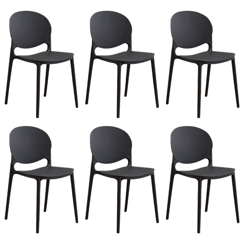 Modern Plastic Dining Room Chairs Open Back Dining Side Armless Chair for Restaurant Black 6 Piece Set Clearhalo ' kitchen&dining_furn' 'Dining Chairs' 'Dining Tables & Seating' 'dining_chair' 'furn' 'furn_dining_chair' 'Furniture' 'furniture_dining_chair' 'Kitchen & Dining Furniture' 'kitchen' 3956944
