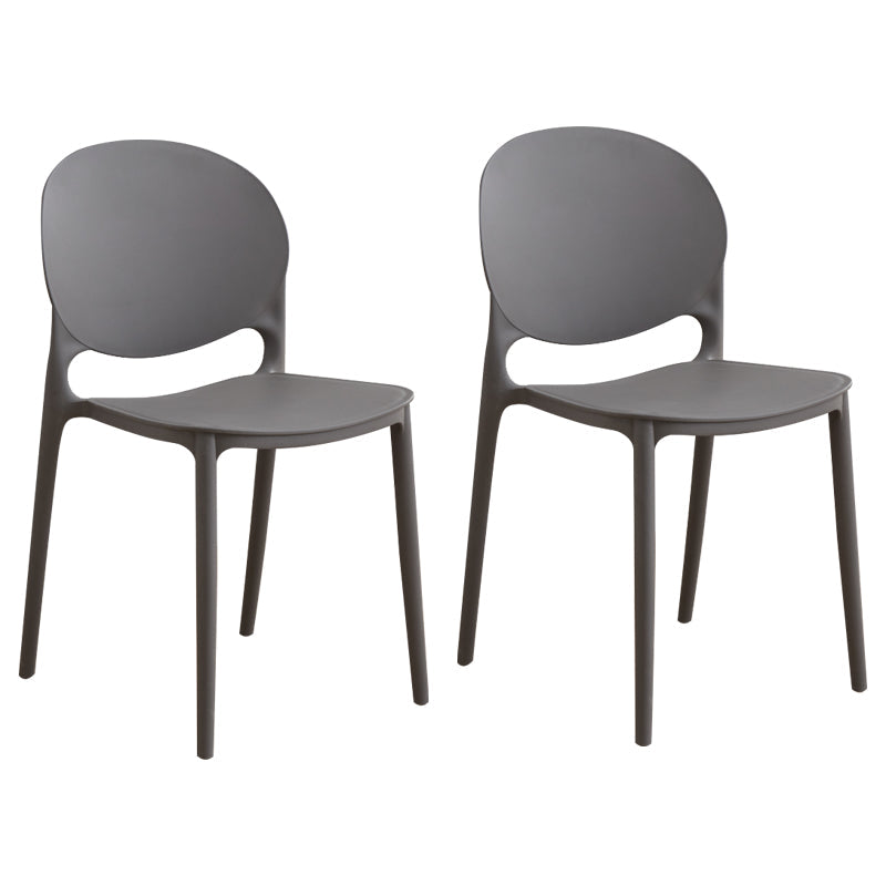 Modern Plastic Dining Room Chairs Open Back Dining Side Armless Chair for Restaurant Dark Gray 2 Piece Set Clearhalo ' kitchen&dining_furn' 'Dining Chairs' 'Dining Tables & Seating' 'dining_chair' 'furn' 'furn_dining_chair' 'Furniture' 'furniture_dining_chair' 'Kitchen & Dining Furniture' 'kitchen' 3956945