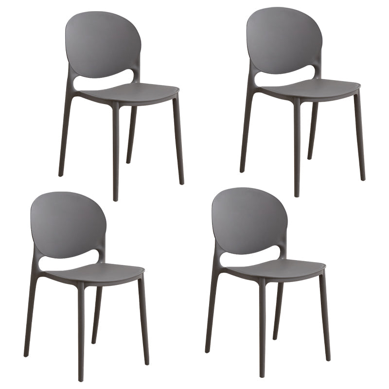 Modern Plastic Dining Room Chairs Open Back Dining Side Armless Chair for Restaurant Dark Gray 4 Piece Set Clearhalo ' kitchen&dining_furn' 'Dining Chairs' 'Dining Tables & Seating' 'dining_chair' 'furn' 'furn_dining_chair' 'Furniture' 'furniture_dining_chair' 'Kitchen & Dining Furniture' 'kitchen' 3956948