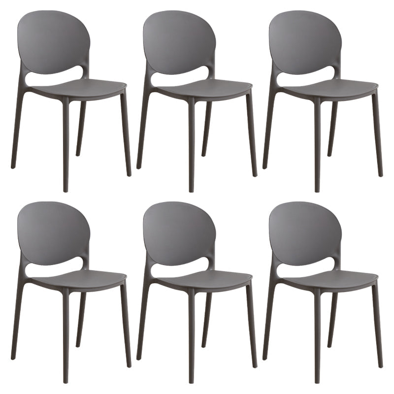 Modern Plastic Dining Room Chairs Open Back Dining Side Armless Chair for Restaurant Dark Gray 6 Piece Set Clearhalo ' kitchen&dining_furn' 'Dining Chairs' 'Dining Tables & Seating' 'dining_chair' 'furn' 'furn_dining_chair' 'Furniture' 'furniture_dining_chair' 'Kitchen & Dining Furniture' 'kitchen' 3956949