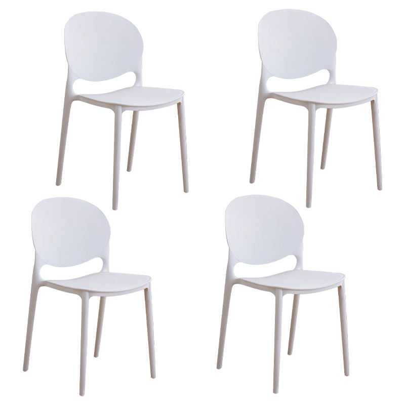 Modern Plastic Dining Room Chairs Open Back Dining Side Armless Chair for Restaurant White 4 Piece Set Clearhalo ' kitchen&dining_furn' 'Dining Chairs' 'Dining Tables & Seating' 'dining_chair' 'furn' 'furn_dining_chair' 'Furniture' 'furniture_dining_chair' 'Kitchen & Dining Furniture' 'kitchen' 3956954