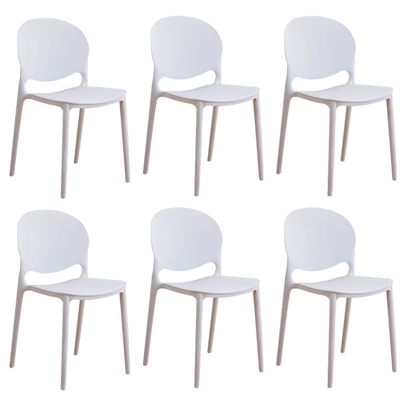 Modern Plastic Dining Room Chairs Open Back Dining Side Armless Chair for Restaurant White 6 Piece Set Clearhalo ' kitchen&dining_furn' 'Dining Chairs' 'Dining Tables & Seating' 'dining_chair' 'furn' 'furn_dining_chair' 'Furniture' 'furniture_dining_chair' 'Kitchen & Dining Furniture' 'kitchen' 3956956