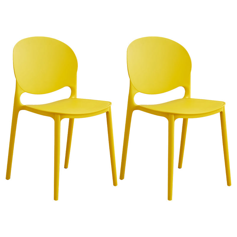 Modern Plastic Dining Room Chairs Open Back Dining Side Armless Chair for Restaurant Yellow 2 Piece Set Clearhalo ' kitchen&dining_furn' 'Dining Chairs' 'Dining Tables & Seating' 'dining_chair' 'furn' 'furn_dining_chair' 'Furniture' 'furniture_dining_chair' 'Kitchen & Dining Furniture' 'kitchen' 3956957