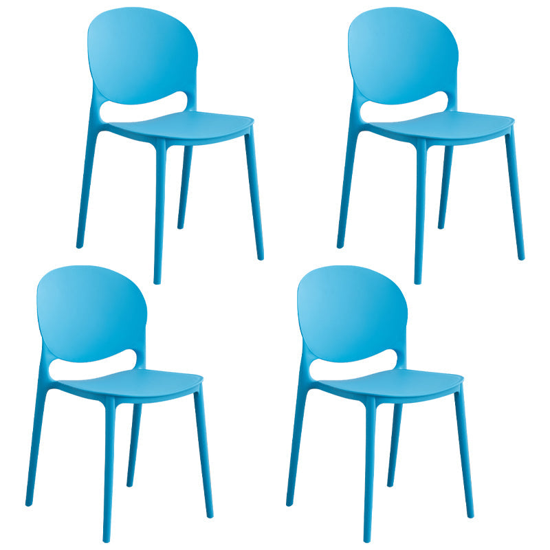Modern Plastic Dining Room Chairs Open Back Dining Side Armless Chair for Restaurant Sky Blue 4 Piece Set Clearhalo ' kitchen&dining_furn' 'Dining Chairs' 'Dining Tables & Seating' 'dining_chair' 'furn' 'furn_dining_chair' 'Furniture' 'furniture_dining_chair' 'Kitchen & Dining Furniture' 'kitchen' 3956967