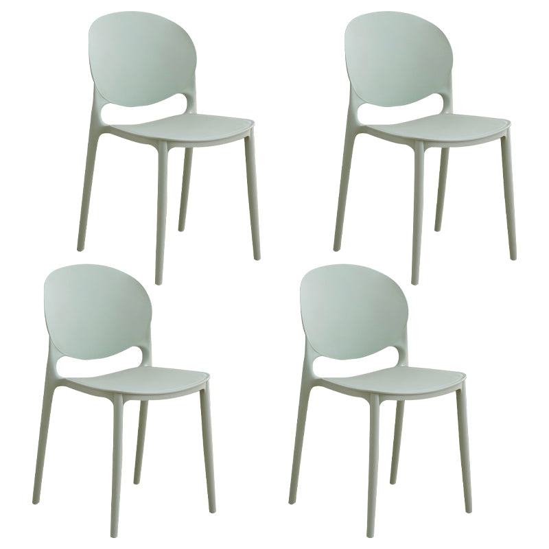 Modern Plastic Dining Room Chairs Open Back Dining Side Armless Chair for Restaurant Light Green 4 Piece Set Clearhalo ' kitchen&dining_furn' 'Dining Chairs' 'Dining Tables & Seating' 'dining_chair' 'furn' 'furn_dining_chair' 'Furniture' 'furniture_dining_chair' 'Kitchen & Dining Furniture' 'kitchen' 3956970