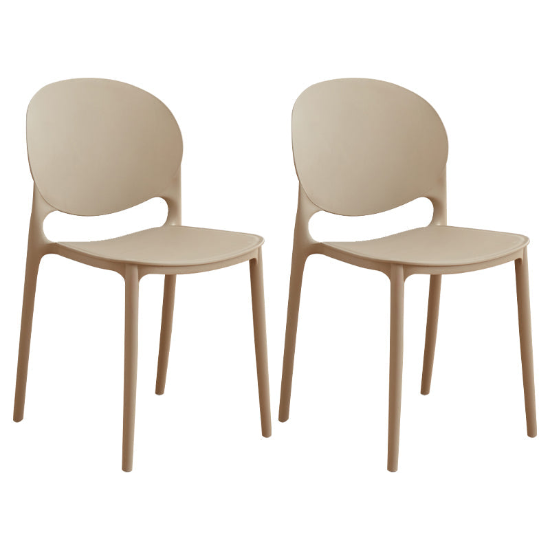 Modern Plastic Dining Room Chairs Open Back Dining Side Armless Chair for Restaurant Khaki 2 Piece Set Clearhalo ' kitchen&dining_furn' 'Dining Chairs' 'Dining Tables & Seating' 'dining_chair' 'furn' 'furn_dining_chair' 'Furniture' 'furniture_dining_chair' 'Kitchen & Dining Furniture' 'kitchen' 3956972