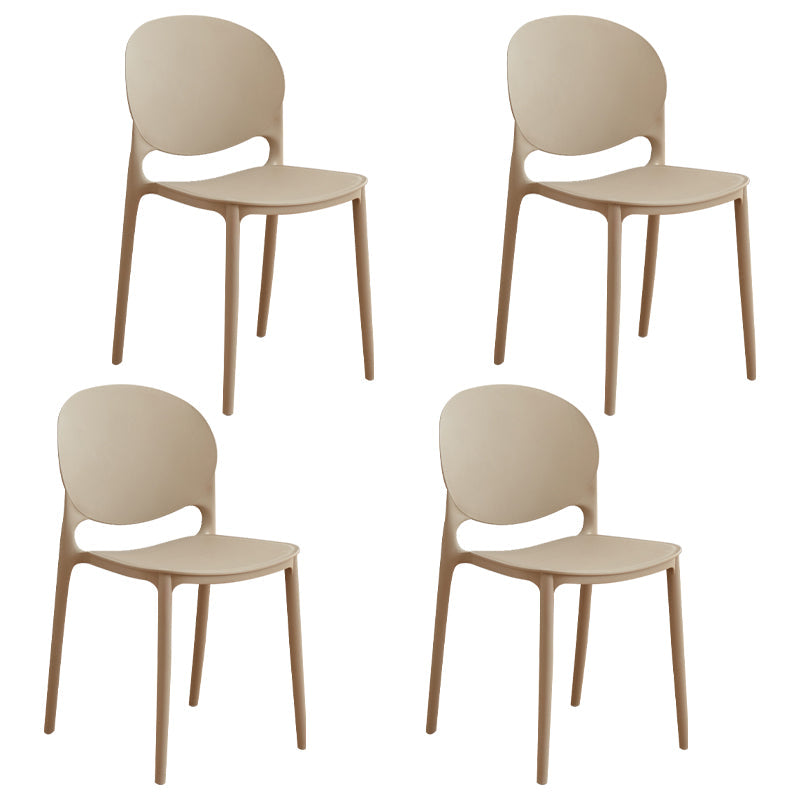 Modern Plastic Dining Room Chairs Open Back Dining Side Armless Chair for Restaurant Khaki 4 Piece Set Clearhalo ' kitchen&dining_furn' 'Dining Chairs' 'Dining Tables & Seating' 'dining_chair' 'furn' 'furn_dining_chair' 'Furniture' 'furniture_dining_chair' 'Kitchen & Dining Furniture' 'kitchen' 3956973