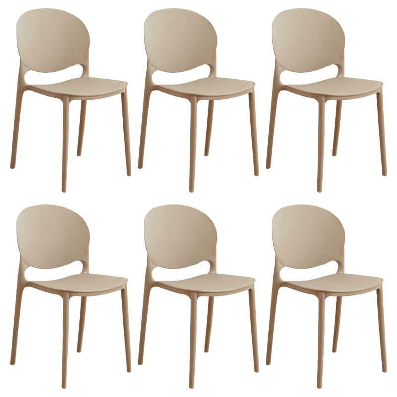 Modern Plastic Dining Room Chairs Open Back Dining Side Armless Chair for Restaurant Khaki 6 Piece Set Clearhalo ' kitchen&dining_furn' 'Dining Chairs' 'Dining Tables & Seating' 'dining_chair' 'furn' 'furn_dining_chair' 'Furniture' 'furniture_dining_chair' 'Kitchen & Dining Furniture' 'kitchen' 3956974
