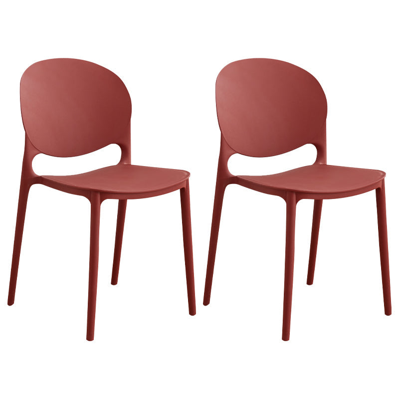 Modern Plastic Dining Room Chairs Open Back Dining Side Armless Chair for Restaurant Burgundy 2 Piece Set Clearhalo ' kitchen&dining_furn' 'Dining Chairs' 'Dining Tables & Seating' 'dining_chair' 'furn' 'furn_dining_chair' 'Furniture' 'furniture_dining_chair' 'Kitchen & Dining Furniture' 'kitchen' 3956975