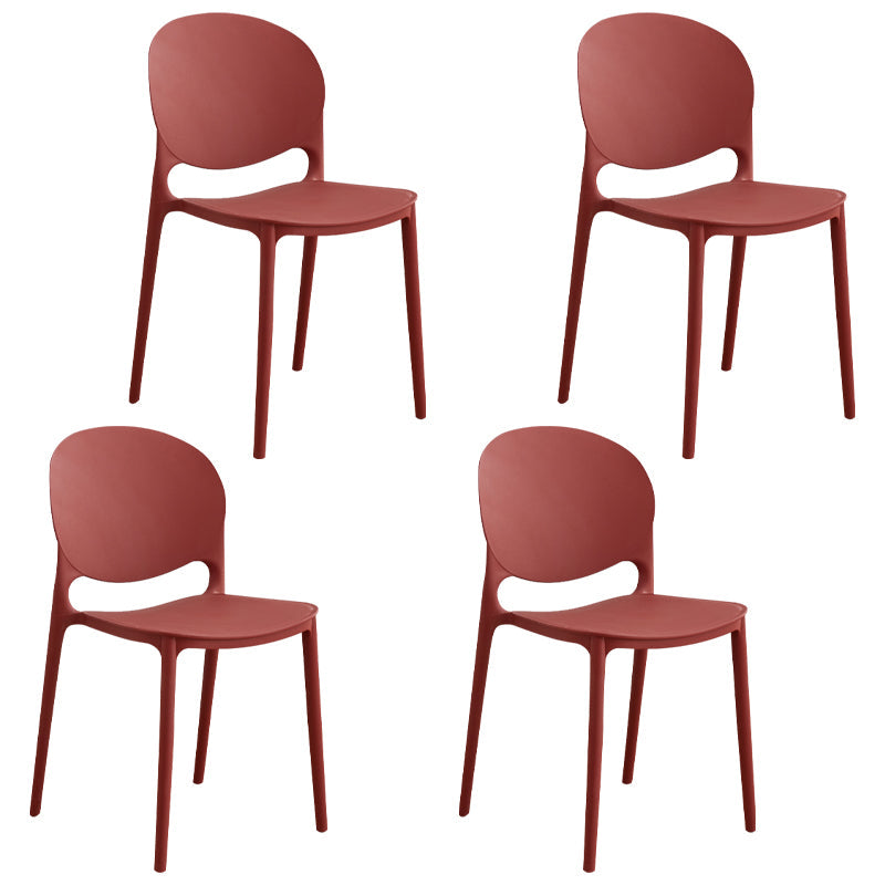 Modern Plastic Dining Room Chairs Open Back Dining Side Armless Chair for Restaurant Burgundy 4 Piece Set Clearhalo ' kitchen&dining_furn' 'Dining Chairs' 'Dining Tables & Seating' 'dining_chair' 'furn' 'furn_dining_chair' 'Furniture' 'furniture_dining_chair' 'Kitchen & Dining Furniture' 'kitchen' 3956976