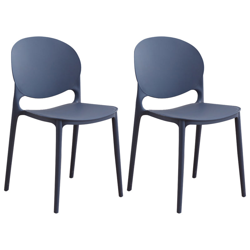 Modern Plastic Dining Room Chairs Open Back Dining Side Armless Chair for Restaurant Royal Blue 2 Piece Set Clearhalo ' kitchen&dining_furn' 'Dining Chairs' 'Dining Tables & Seating' 'dining_chair' 'furn' 'furn_dining_chair' 'Furniture' 'furniture_dining_chair' 'Kitchen & Dining Furniture' 'kitchen' 3956978