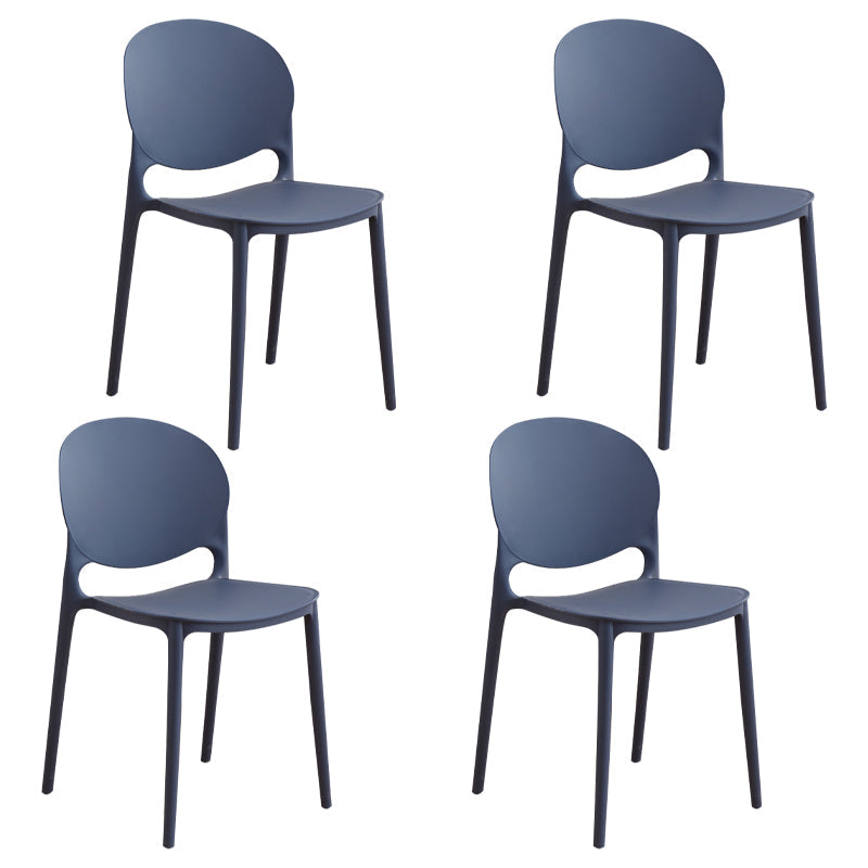 Modern Plastic Dining Room Chairs Open Back Dining Side Armless Chair for Restaurant Royal Blue 4 Piece Set Clearhalo ' kitchen&dining_furn' 'Dining Chairs' 'Dining Tables & Seating' 'dining_chair' 'furn' 'furn_dining_chair' 'Furniture' 'furniture_dining_chair' 'Kitchen & Dining Furniture' 'kitchen' 3956979