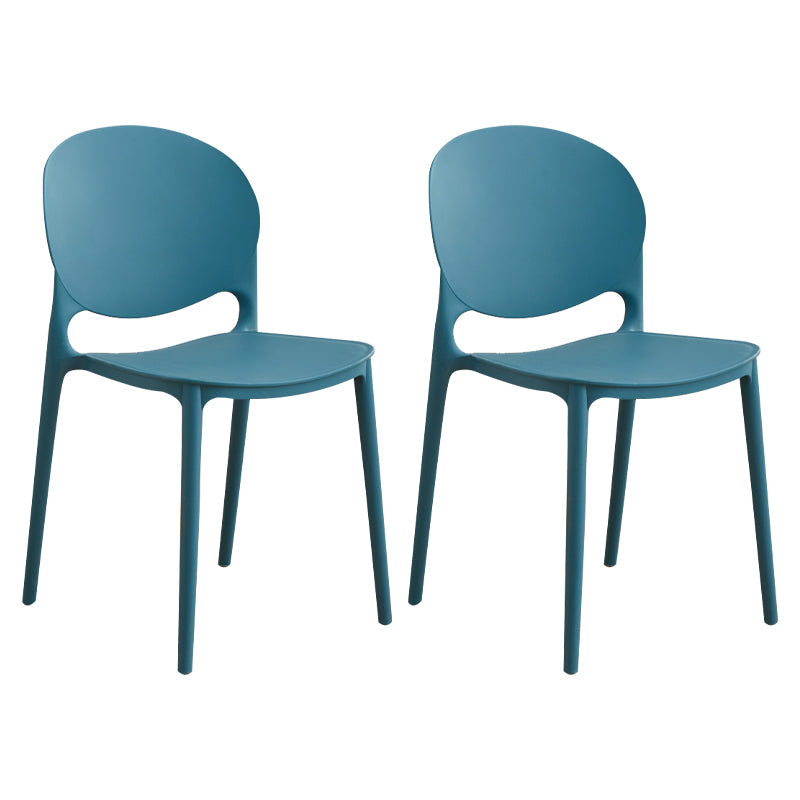 Modern Plastic Dining Room Chairs Open Back Dining Side Armless Chair for Restaurant Dark Blue 2 Piece Set Clearhalo ' kitchen&dining_furn' 'Dining Chairs' 'Dining Tables & Seating' 'dining_chair' 'furn' 'furn_dining_chair' 'Furniture' 'furniture_dining_chair' 'Kitchen & Dining Furniture' 'kitchen' 3956981