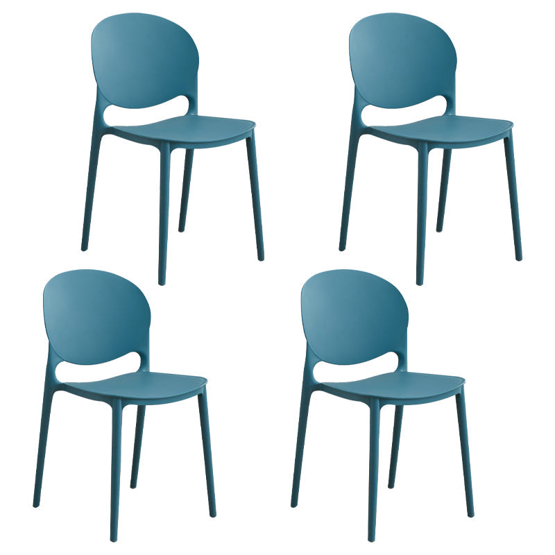 Modern Plastic Dining Room Chairs Open Back Dining Side Armless Chair for Restaurant Dark Blue 4 Piece Set Clearhalo ' kitchen&dining_furn' 'Dining Chairs' 'Dining Tables & Seating' 'dining_chair' 'furn' 'furn_dining_chair' 'Furniture' 'furniture_dining_chair' 'Kitchen & Dining Furniture' 'kitchen' 3956982