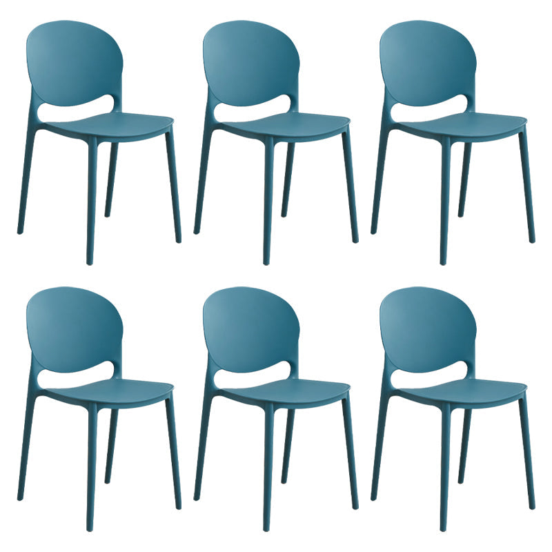 Modern Plastic Dining Room Chairs Open Back Dining Side Armless Chair for Restaurant Dark Blue 6 Piece Set Clearhalo ' kitchen&dining_furn' 'Dining Chairs' 'Dining Tables & Seating' 'dining_chair' 'furn' 'furn_dining_chair' 'Furniture' 'furniture_dining_chair' 'Kitchen & Dining Furniture' 'kitchen' 3956983