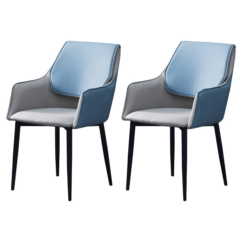 Indoor Contemporary Arm Chair Solid Back Metal Upholstered Dining Room Chair Grey 2 Piece Set Clearhalo ' kitchen&dining_furn' 'Dining Chairs' 'Dining Tables & Seating' 'dining_chair' 'furn' 'furn_dining_chair' 'Furniture' 'furniture_dining_chair' 'Kitchen & Dining Furniture' 'kitchen' 3956989