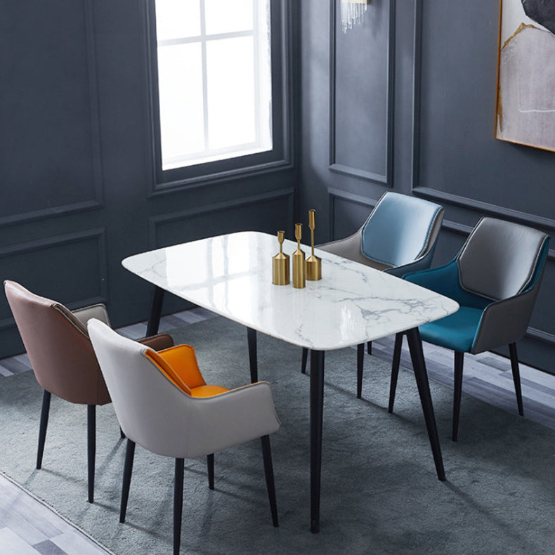 Indoor Contemporary Arm Chair Solid Back Metal Upholstered Dining Room Chair Clearhalo ' kitchen&dining_furn' 'Dining Chairs' 'Dining Tables & Seating' 'dining_chair' 'furn' 'furn_dining_chair' 'Furniture' 'furniture_dining_chair' 'Kitchen & Dining Furniture' 'kitchen' 3956990